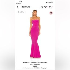 X Revolve strapless fishtail gown, size small